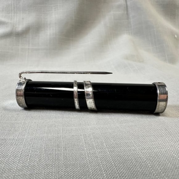 Antique Victorian Onyx Mourning Brooch Pin - Picture 8 of 10